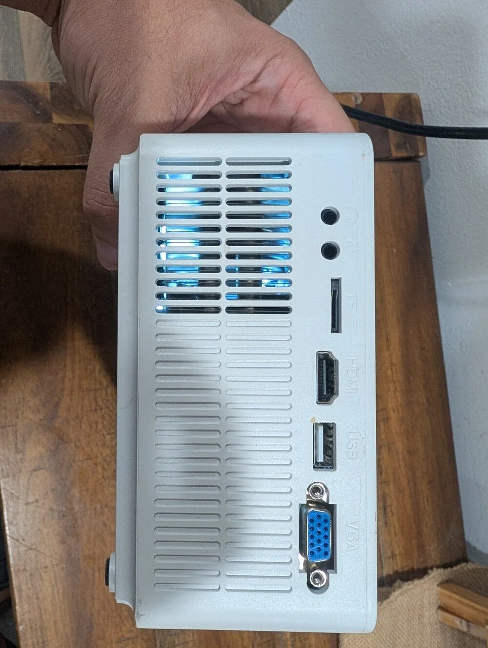 White Portable LED Projector - Compact USB Home Theater